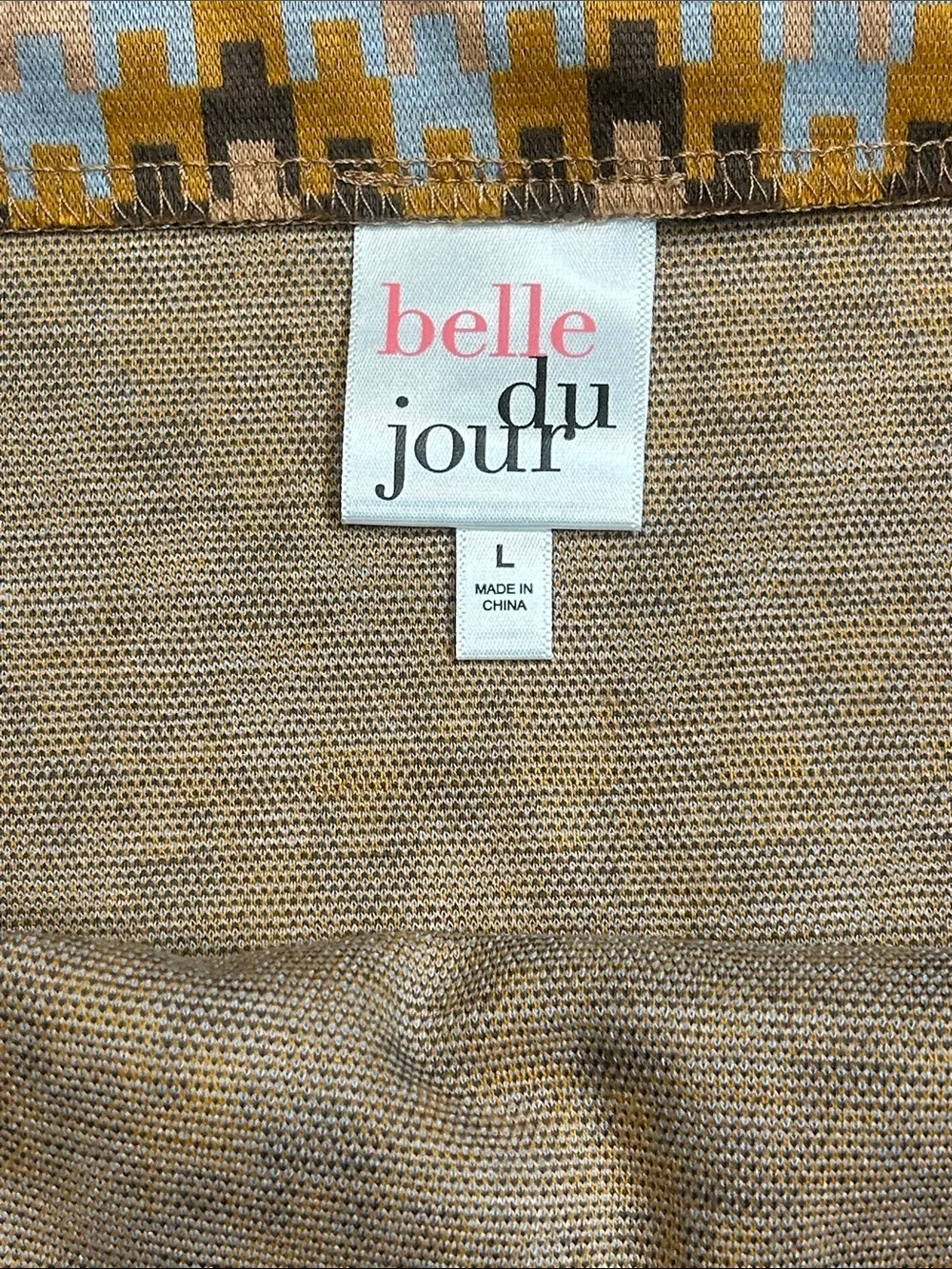 Belle Du Jour Yellow Brown Geometric Knit Mini Skirt